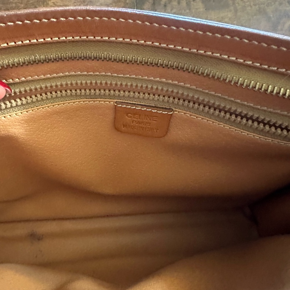 Vintage CELINE Macadam Monogram Clutch Wristlet - Brown Leather - Italy - Picture 5 of 8